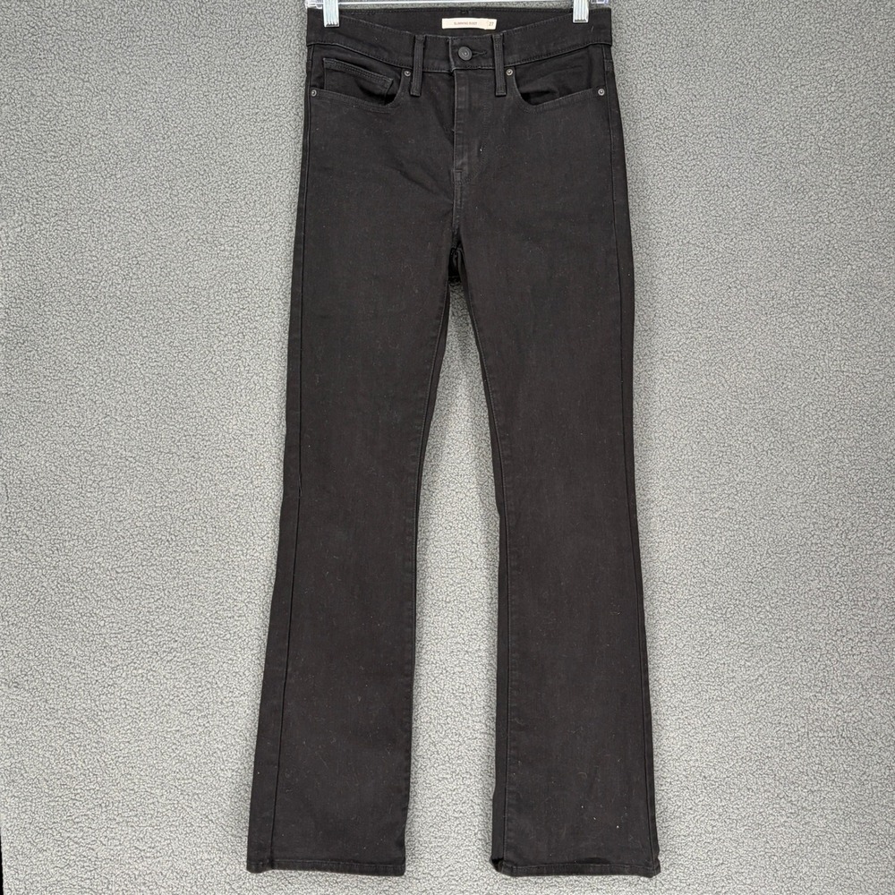 Levi Strauss Slimming Bootcut Jeans Black Stretch Denim Size 27